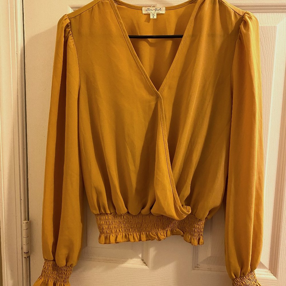 Yellow V neck Blouse